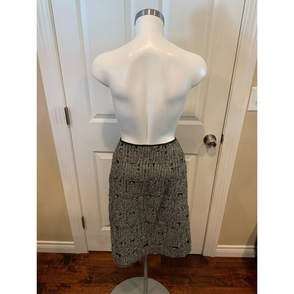 Marianne Kooimans Black & White 100% Silk Textured Straight Pencil Skirt, Size 2 - Picture 6 of 7